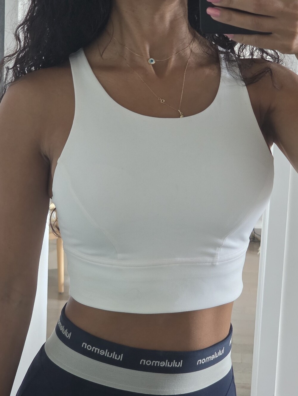 lululemon Longline White High-Neck Sports Bra - Size 6